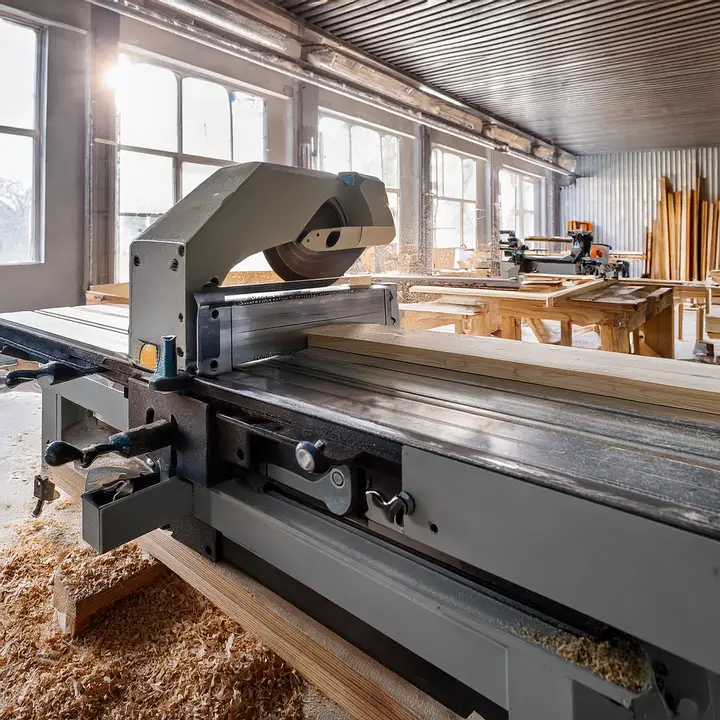 Woodworking planer in use in the workshop