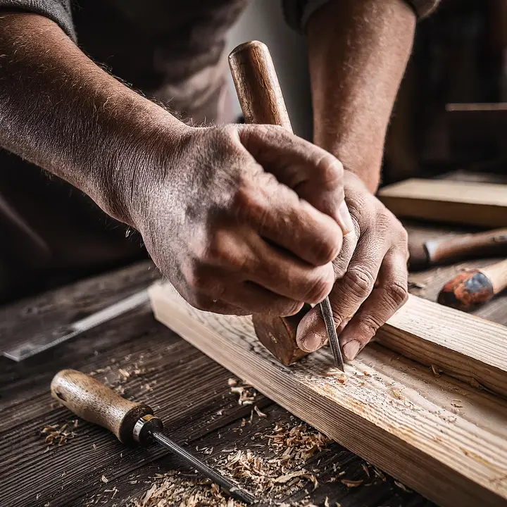 Detailed work on a woodworking project