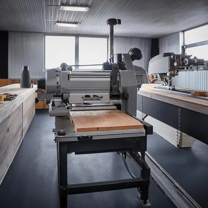 Craftsman operating a woodworking machine