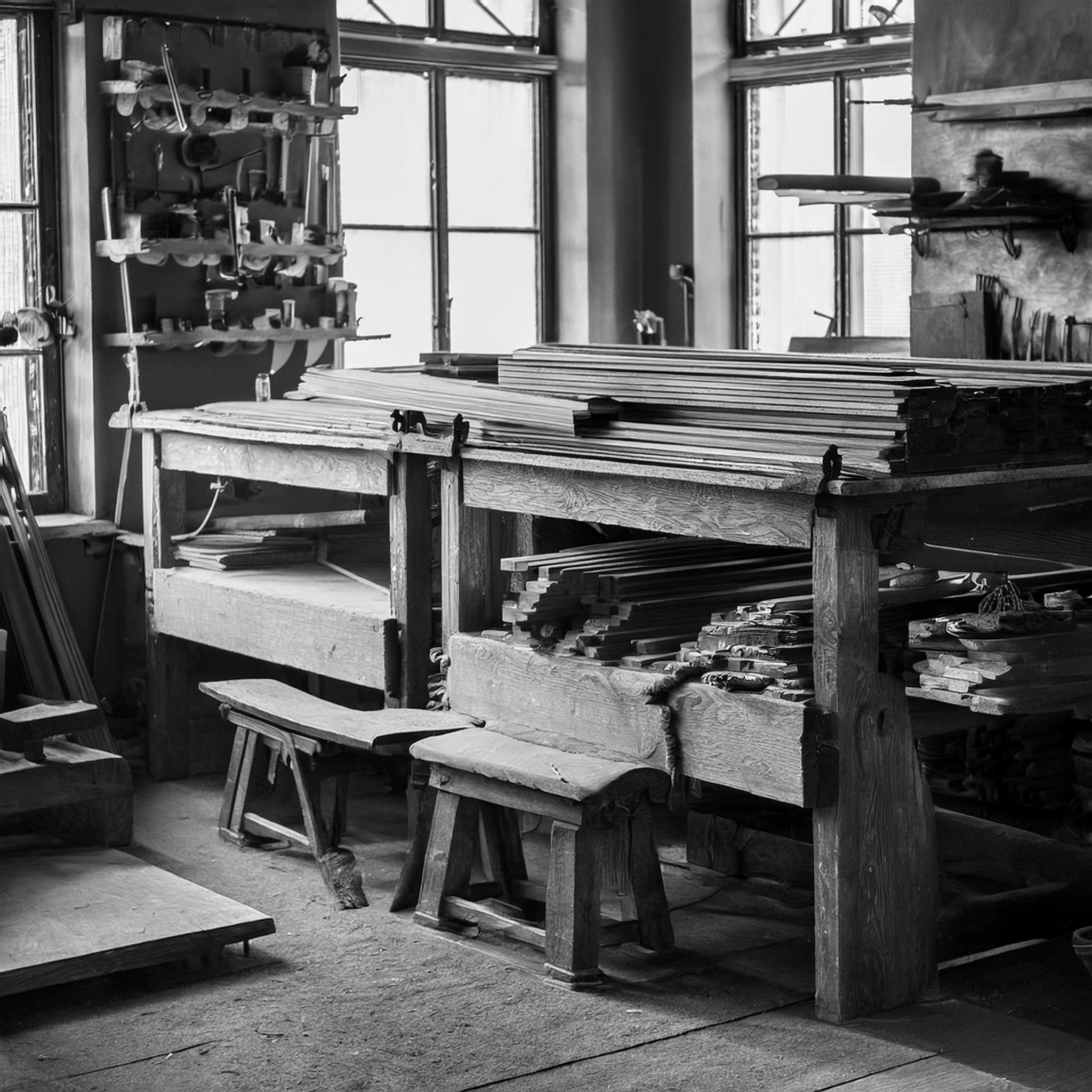 Early 20th-century woodworking workshop