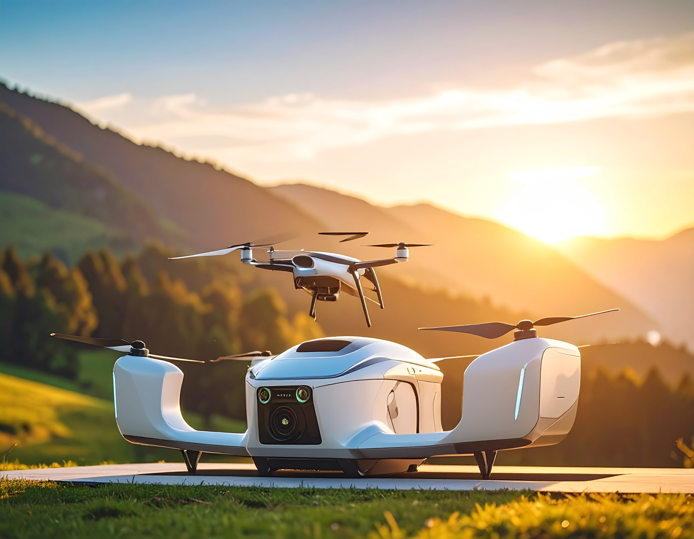 Reveral drone in flight over landscape